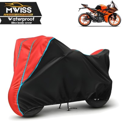 Mwiss Waterproof Two Wheeler Cover for KTM(RC 200, Black, Red)