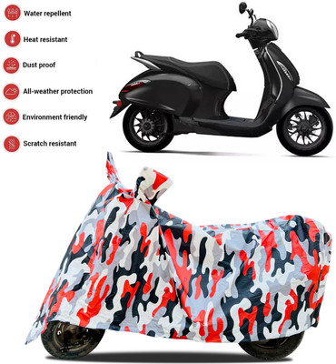 ANTHUB Waterproof Two Wheeler Cover for Bajaj(Chetak, Red, White)