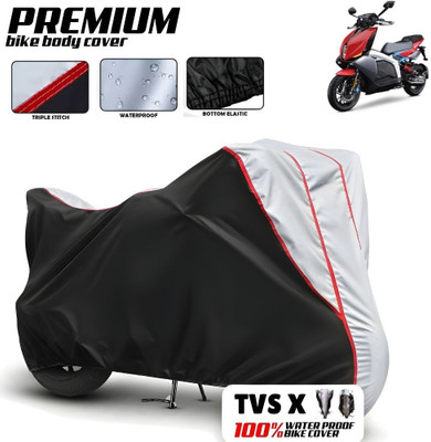 Mwiss Waterproof Two Wheeler Cover for TVS(X1, Black, Silver)