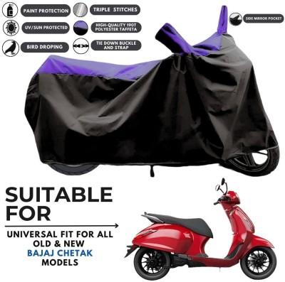 MADAFIYA Two Wheeler Cover for Bajaj(Urbanite Chetak BS6, Black, Purple)