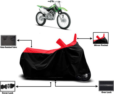 Amexride Two Wheeler Cover for Kawasaki(KLX 140, Red, Black)