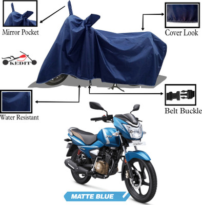 KEDIT Two Wheeler Cover for TVS(Victor Premium BS6, Blue)