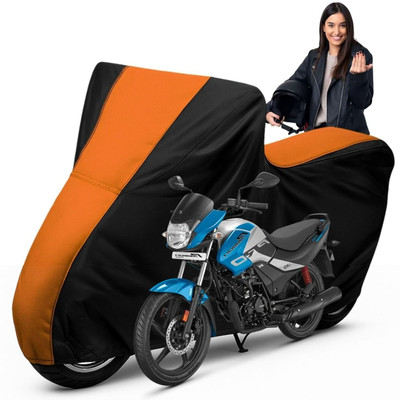 Car Styling Waterproof Two Wheeler Cover for Hero(Passion Plus, Black, Orange)