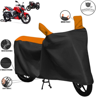 MADAFIYA Waterproof Two Wheeler Cover for TVS(Apache, Black, Orange)