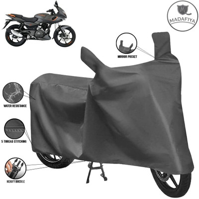 MADAFIYA Waterproof Two Wheeler Cover for Bajaj(Pulsar 180F, Grey)