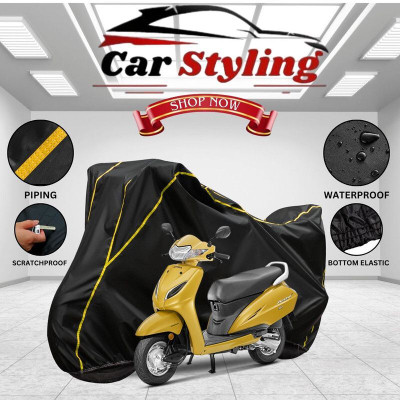 Car Styling Waterproof Two Wheeler Cover for Honda(Activa 5G, Black, Yellow)