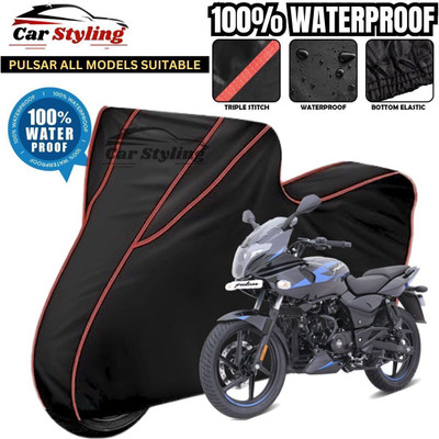 Car Styling Waterproof Two Wheeler Cover for Bajaj(Pulsar 220, Black, Red)