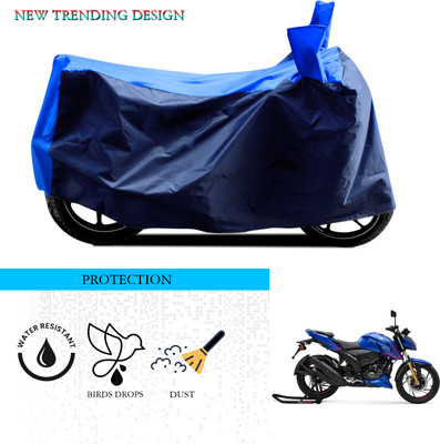 ANTHUB Waterproof Two Wheeler Cover for TVS(Apache RTR 200, Black, Blue)