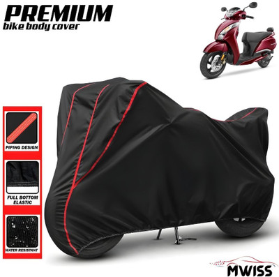 Mwiss Waterproof Two Wheeler Cover for TVS(Jupiter, Black, Red)