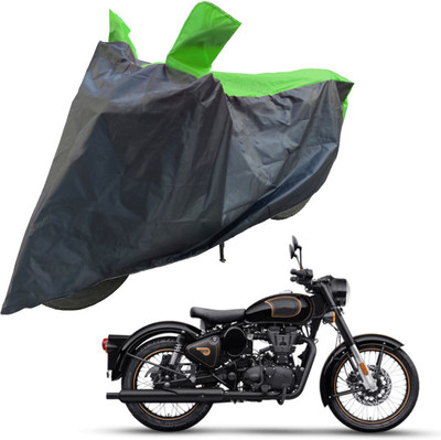 RiderShine Two Wheeler Cover for Royal Enfield(Bullet Trials 500, Black, Green)