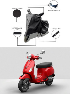 RAQTRO Waterproof Two Wheeler Cover for Vespa(Vespa, Black)
