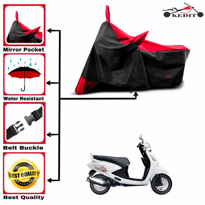 KEDIT Two Wheeler Cover for Hero(Pleasure+ 110, Red, Black)