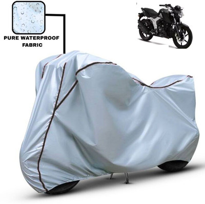 Delphinium Waterproof Two Wheeler Cover for TVS(Apache RTR 160, Silver, Black)