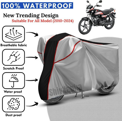 Shiv Kanha Waterproof Two Wheeler Cover for Hero(HF Deluxe BS6, Silver, Black)