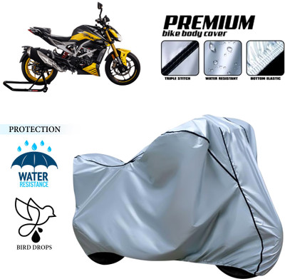 CODOKI Waterproof Two Wheeler Cover for TVS(Apache RTR 200, Silver)
