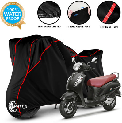 MATT_X Waterproof Two Wheeler Cover for Suzuki(Access 125, Black, Red)