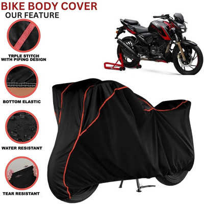 kerwa Waterproof Two Wheeler Cover for TVS(Apache RTR 200 4V, Black, Red)