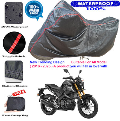 OliverX Waterproof Two Wheeler Cover for Yamaha(MT 15 New BS6, Black, Red)