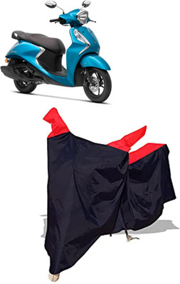 Amexride Two Wheeler Cover for Yamaha(Fascino 125, Black, Red)