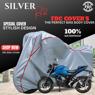 FBC Waterproof Two Wheeler Cover for Suzuki(Gixxer, Silver, Red)