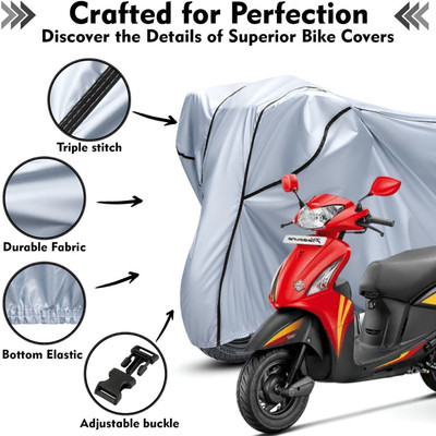 Shiv Kanha Waterproof Two Wheeler Cover for Hero(Pleasure, Silver, Black)