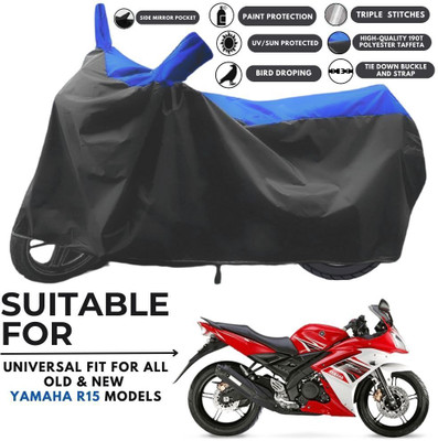 ZAQE Two Wheeler Cover for Yamaha(R15S BS6, Black, Blue)