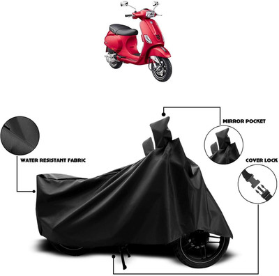 DeepShakshi AUTOMOTIVE Waterproof Two Wheeler Cover for Vespa(Piaggio Vespa, Black)