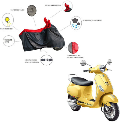 RiderShine Waterproof Two Wheeler Cover for Piaggio(Vespa VXL 150, Black, Red)