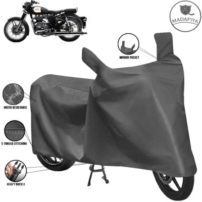 MADAFIYA Waterproof Two Wheeler Cover for Royal Enfield(Classic 350, Grey)