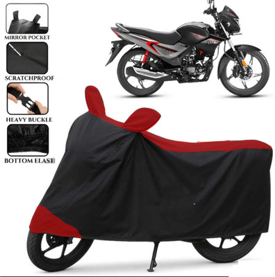 TENNYCER Waterproof Two Wheeler Cover for Hero(Glamour, Black, Red)