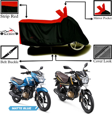 KEDIT Two Wheeler Cover for TVS(Victor Premium, Red, Black)