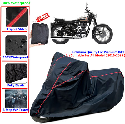 KaparDineX Waterproof Two Wheeler Cover for Royal Enfield(Bullet 350 New BS6, Black)