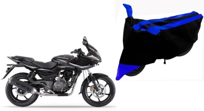 Sheen Waterproof Two Wheeler Cover for Bajaj(Pulsar 220 DTS-i, Black, Blue)