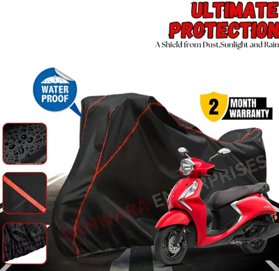 AutoGalaxy Waterproof Two Wheeler Cover for Yamaha(Fascino, Black, Red)