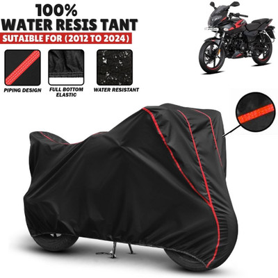Mwiss Waterproof Two Wheeler Cover for Bajaj(Pulsar 220F, Black, Red)