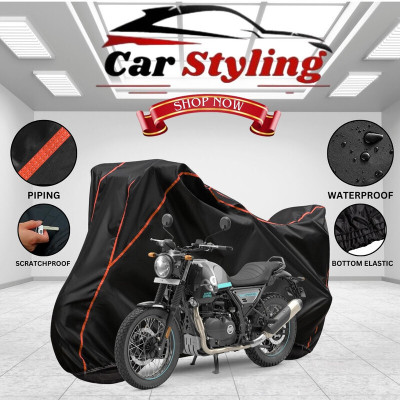 OliverX Waterproof Two Wheeler Cover for Royal Enfield(Scrambler, Black, Red)