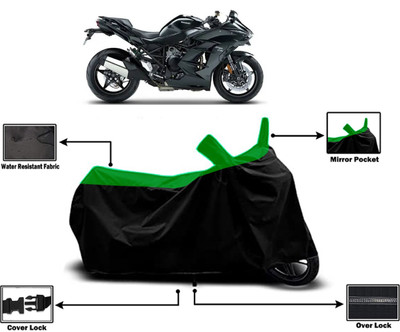 Amexride Two Wheeler Cover for Kawasaki(Ninja H2 SX BS6, Green)