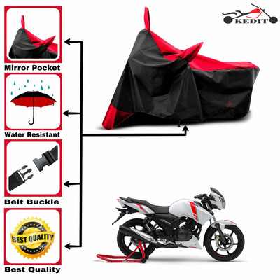 KEDIT Two Wheeler Cover for TVS(Apache 150, Red, Black)