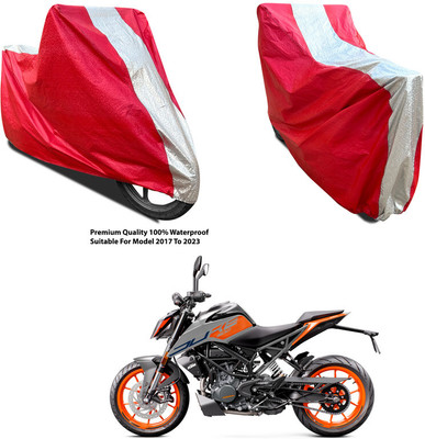 AutoGalaxy Waterproof Two Wheeler Cover for KTM(200 Duke BS6, Silver, Red)