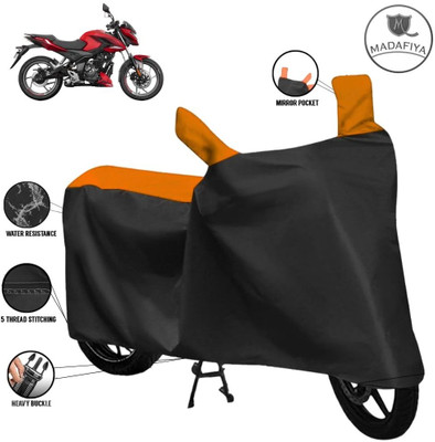 ZAQE Waterproof Two Wheeler Cover for Bajaj(Pulsar 160 NS DTS-i, Black, Orange)