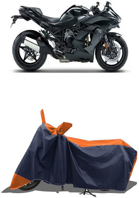 SUGASHRI Waterproof Two Wheeler Cover for Kawasaki(Ninja H2 BS6, Orange, Blue)