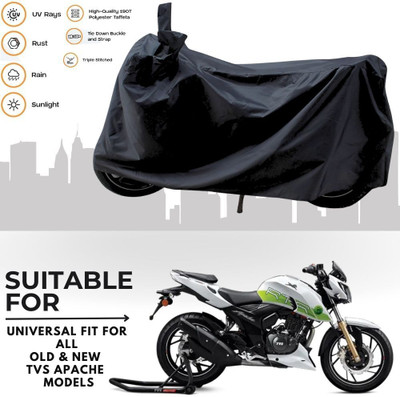 MADAFIYA Two Wheeler Cover for TVS(Apache RTR 200 Fi E100, Black)