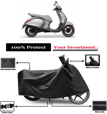 KEDIT Two Wheeler Cover for Bajaj(Urbanite Chetak, Black)