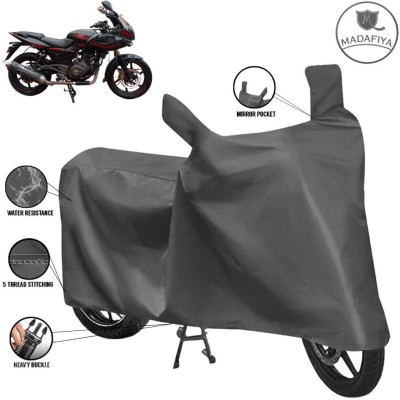 MADAFIYA Waterproof Two Wheeler Cover for Bajaj(Pulsar 220 DTS-i, Grey)