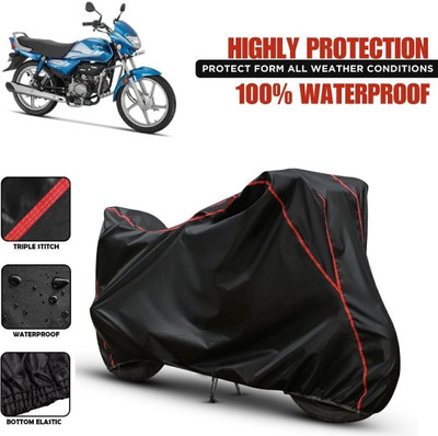 Shiv Kanha Waterproof Two Wheeler Cover for Hero(HF Deluxe BS6, Black, Red)
