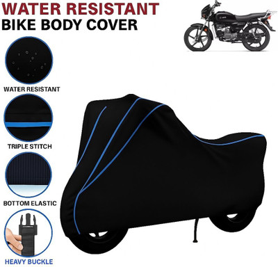 BigFly Waterproof Two Wheeler Cover for Hero(Splendor I Smart, Black, Blue)