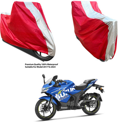 AutoGalaxy Waterproof Two Wheeler Cover for Suzuki(Gixxer SF 250, Silver, Red)