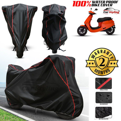 Car Styling Waterproof Two Wheeler Cover for Ola(Scooty, Black, Red)