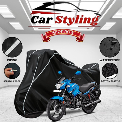 Car Styling Waterproof Two Wheeler Cover for Hero(Glamour, Black, White)
