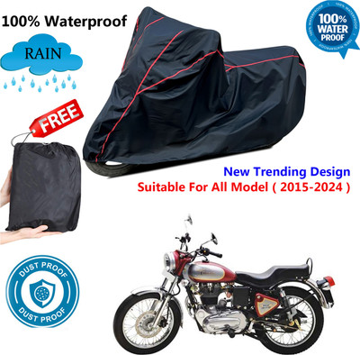 AutoGalaxy Waterproof Two Wheeler Cover for Royal Enfield(Electra 5S, Black, Red)